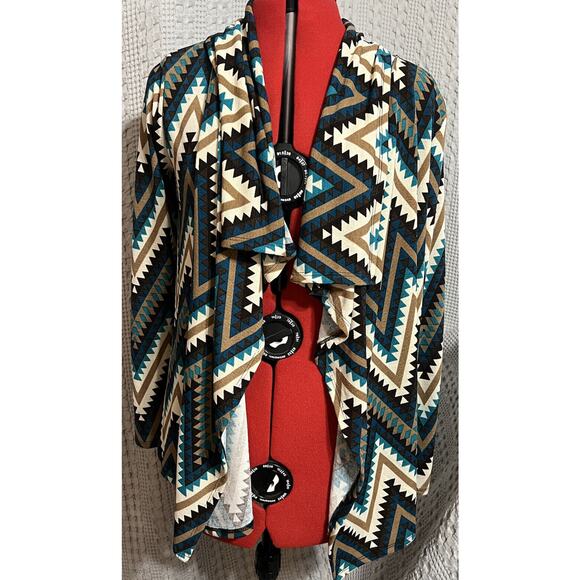 Aztec Bellamie Women Multicolor Cardigan Made in USA Open Front Size Small - Picture 1 of 5